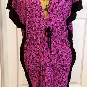 Jessica Simpson Pink snake skin beach coverup dress